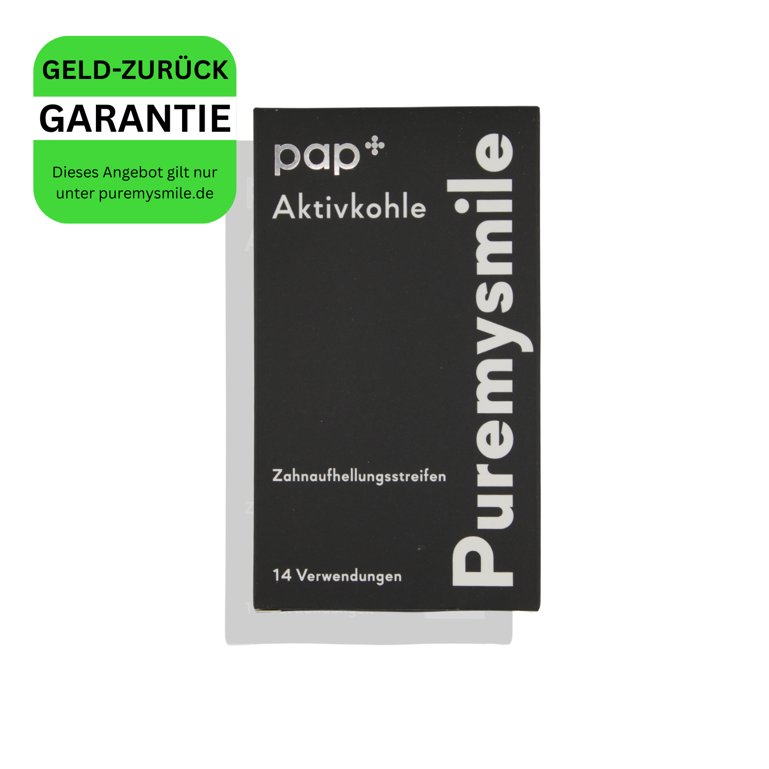 Puremysmile Aktivkohle PAP+ Zahnstreifen mit Geld Zurück Garantie.